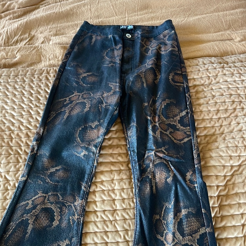 Snakeskin flare jeans